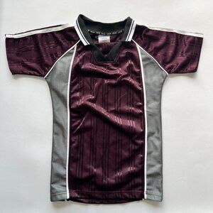 Burgundy and grey vintage football shirt
